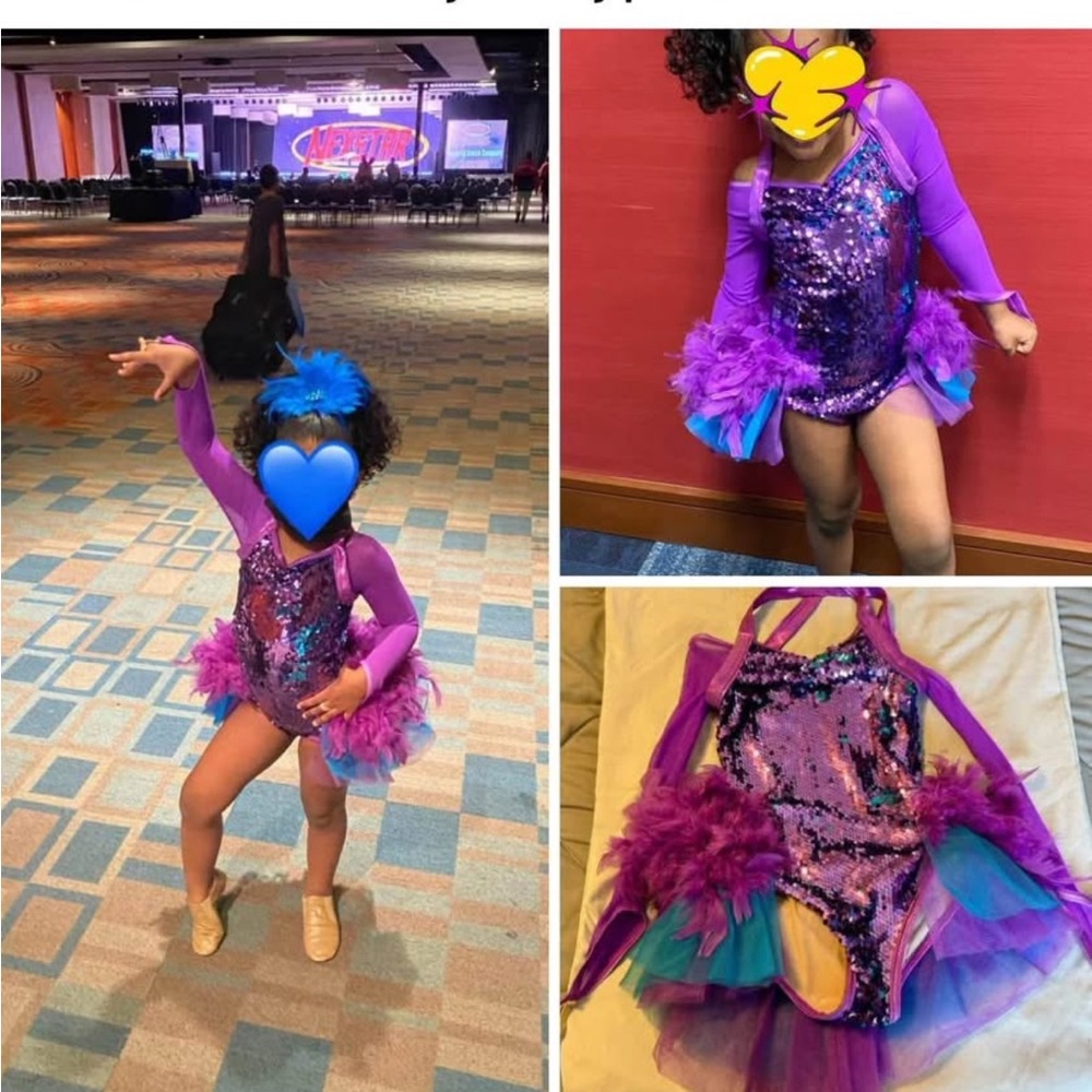Weissman Purple and Blue Sequin Kids Dance Costume